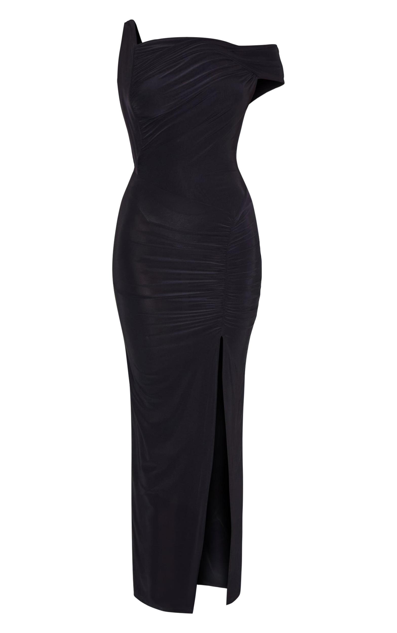 Black Slinky Twist Detail Maxi Dress Product Image