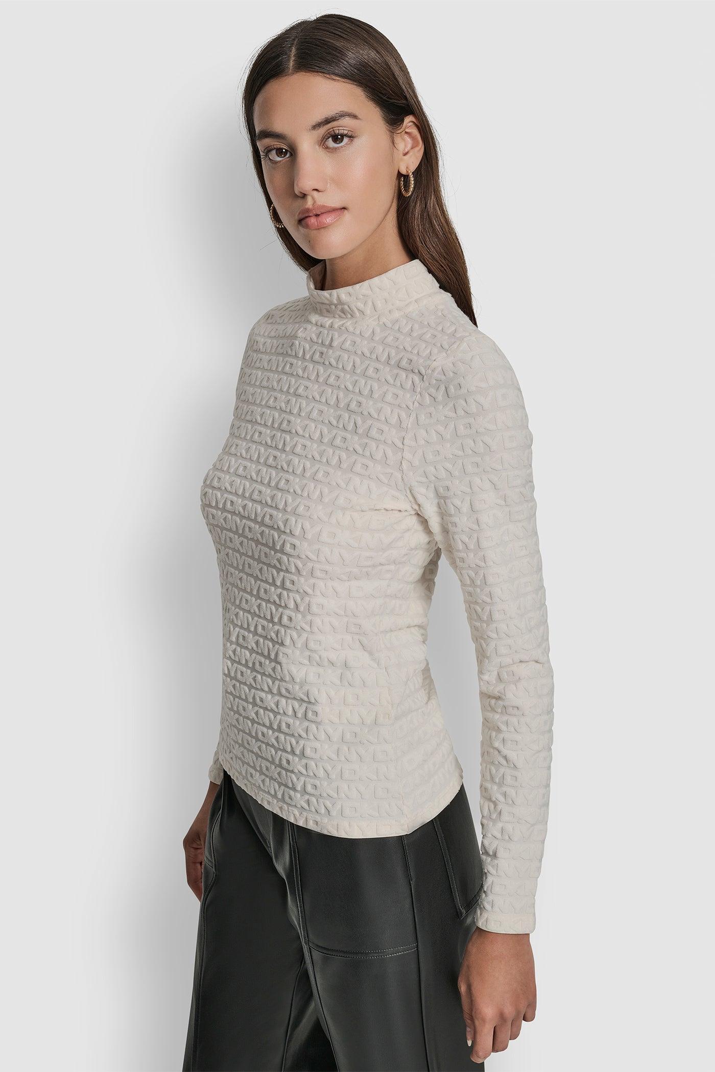 LOGO JACQUARD  LONG SLEEVE MOCK NECK TEE Product Image