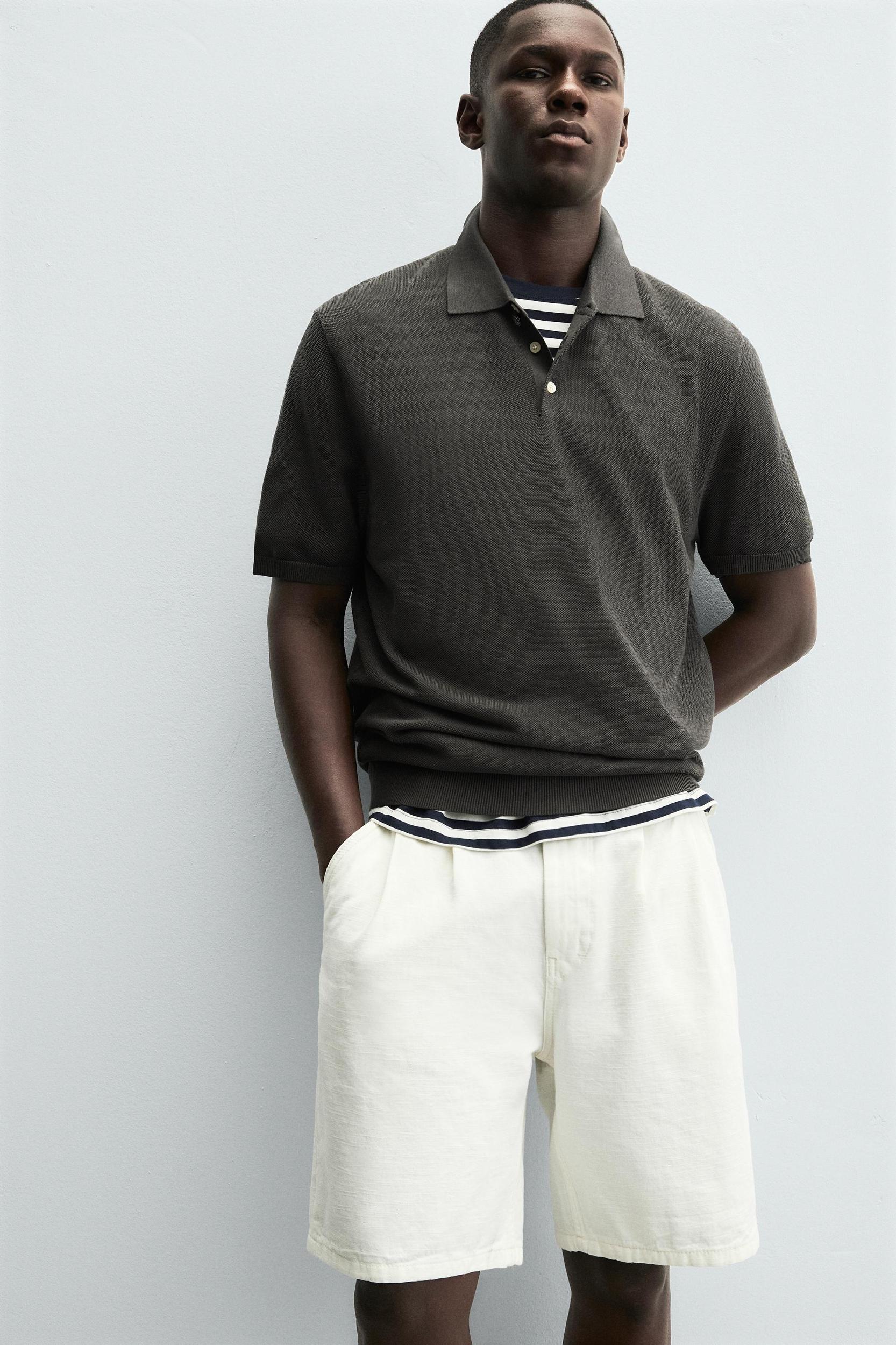 TEXTURED KNIT POLO SHIRT Product Image