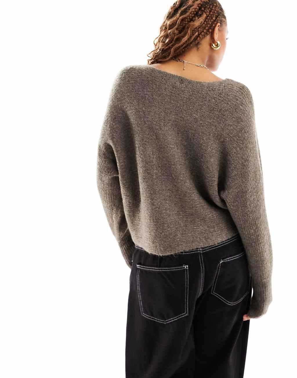Only ribbed wide neck sweater Product Image