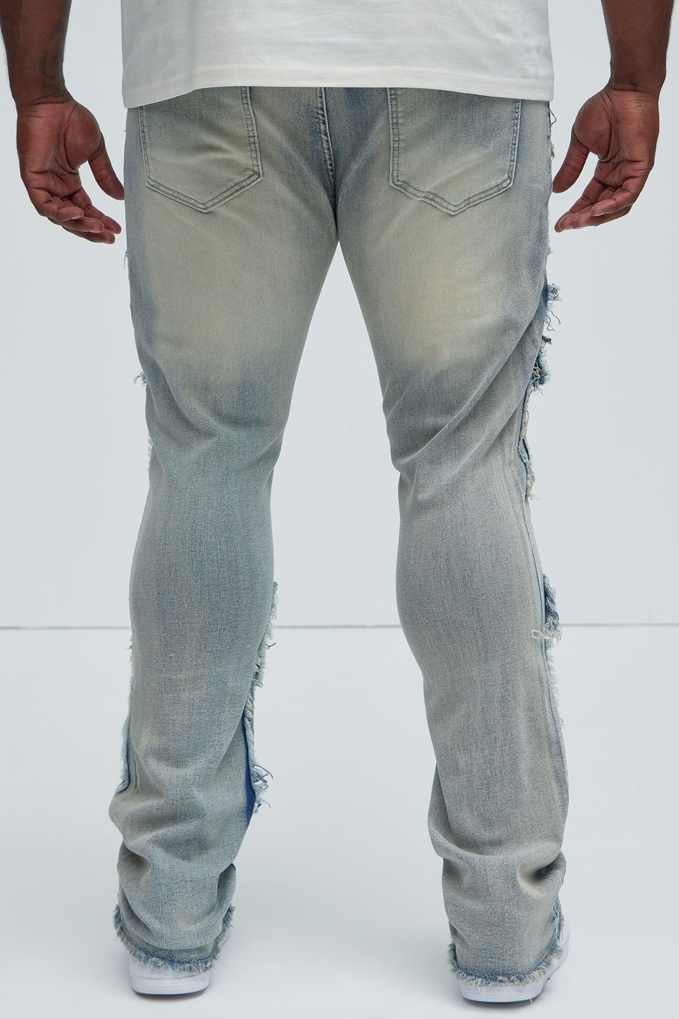 Let's Go Fray Cargo Skinny Flare Jeans - Light Wash Product Image