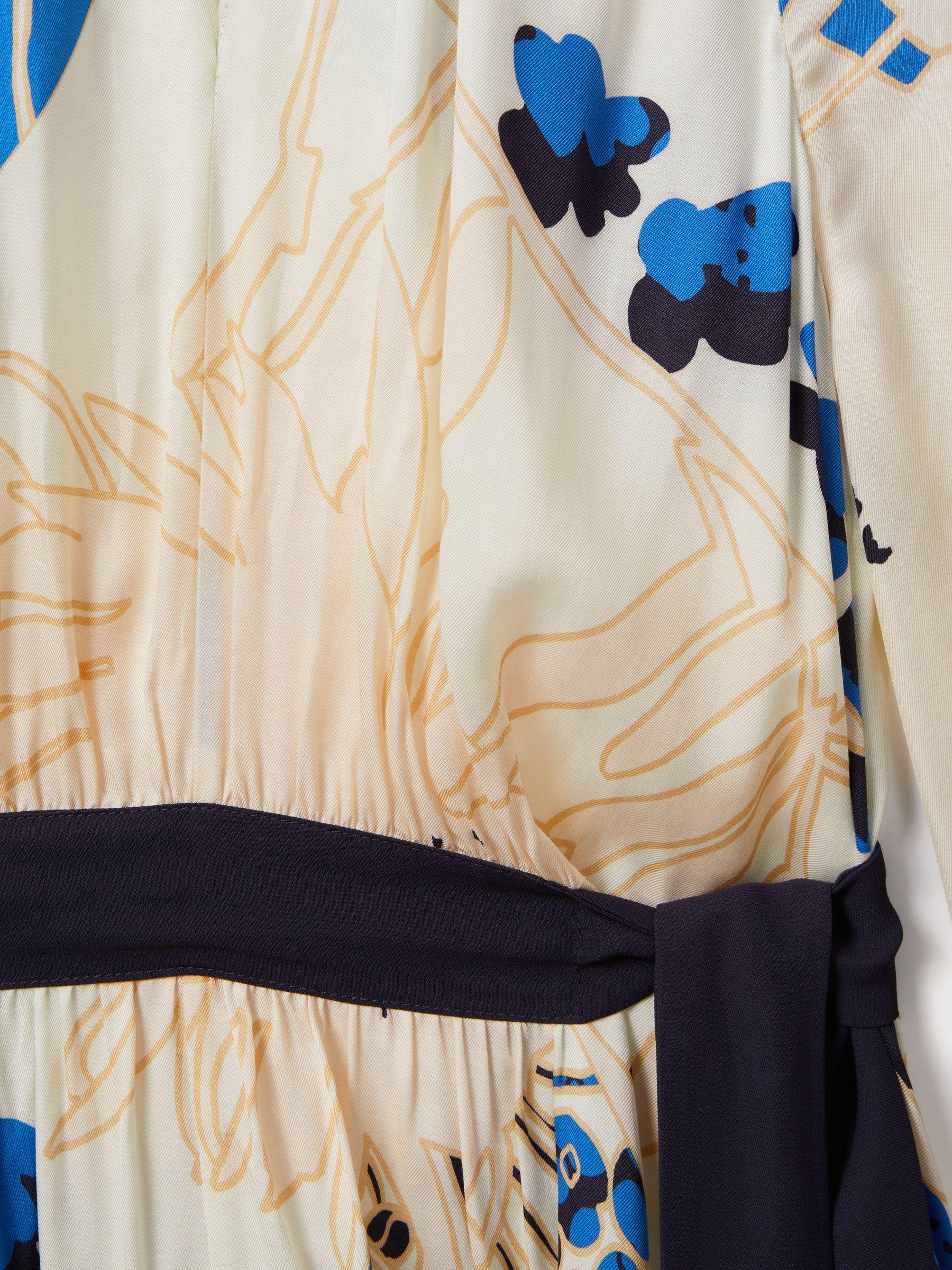 Printed Side Tie Mini Dress in Navy/Blue Product Image