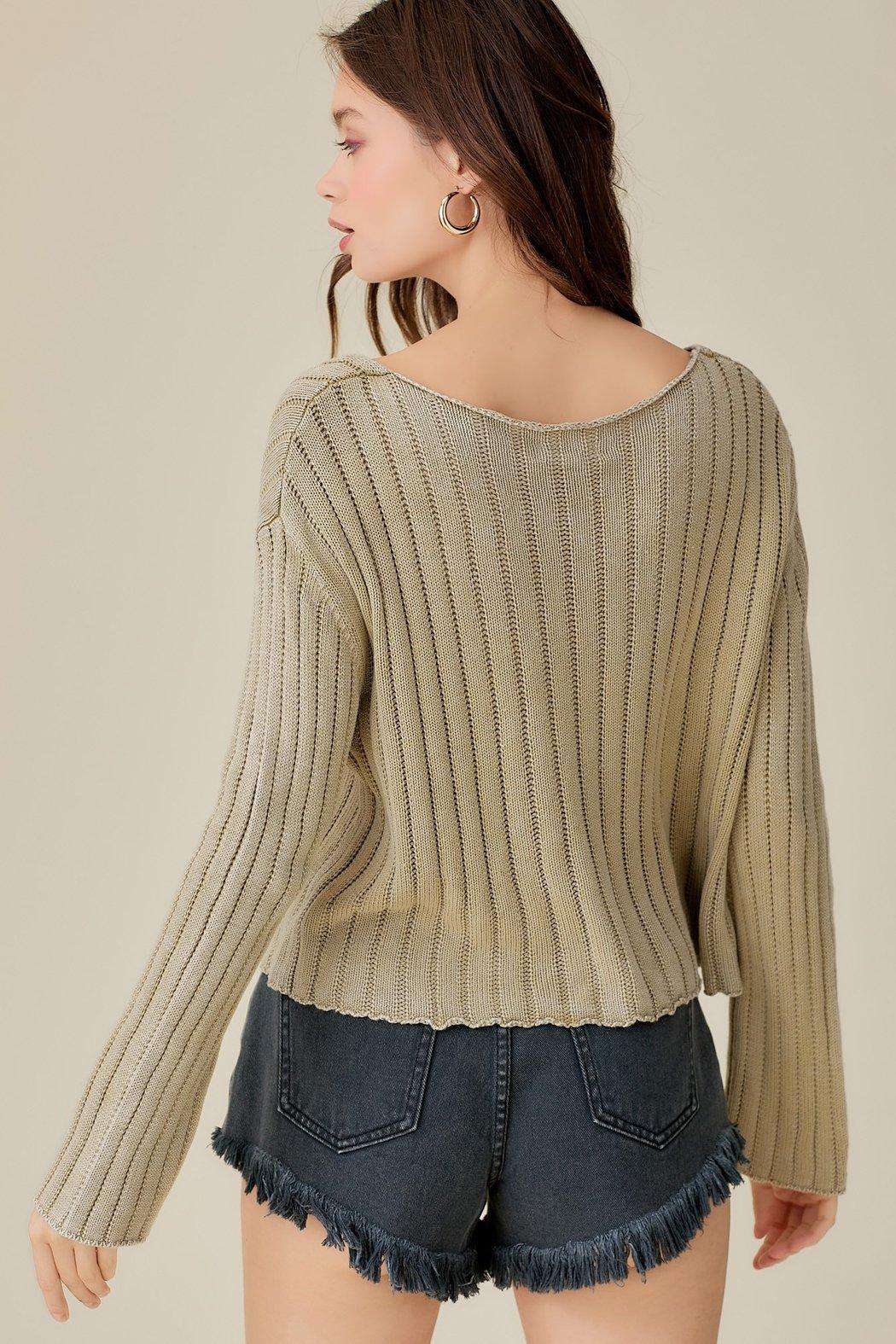 V Neck Crop Sweater Product Image