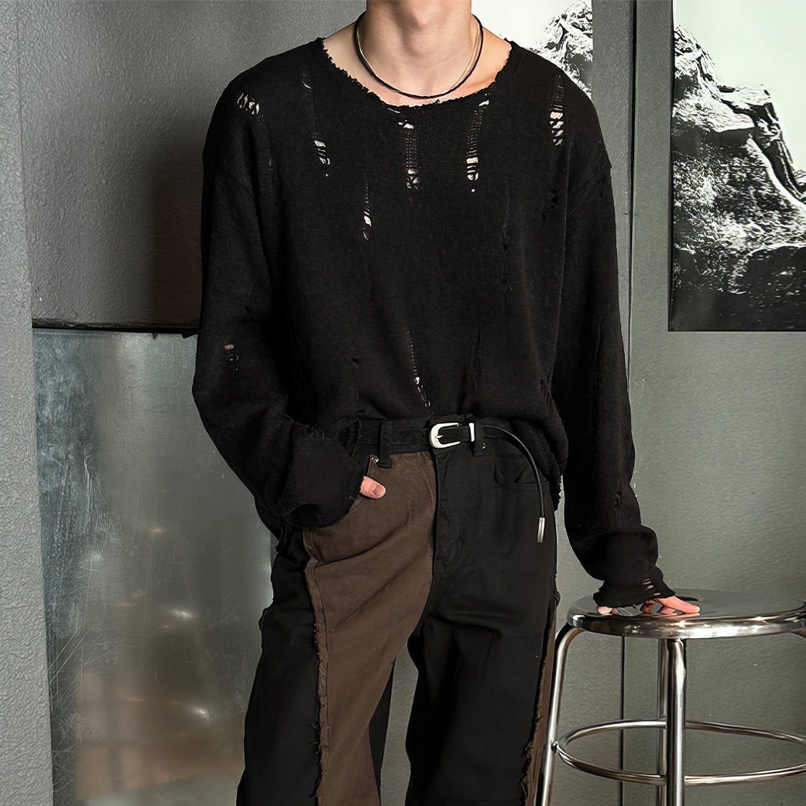 RT No. 12592 KNIT DISTRESSED LONGSLEEVE Product Image