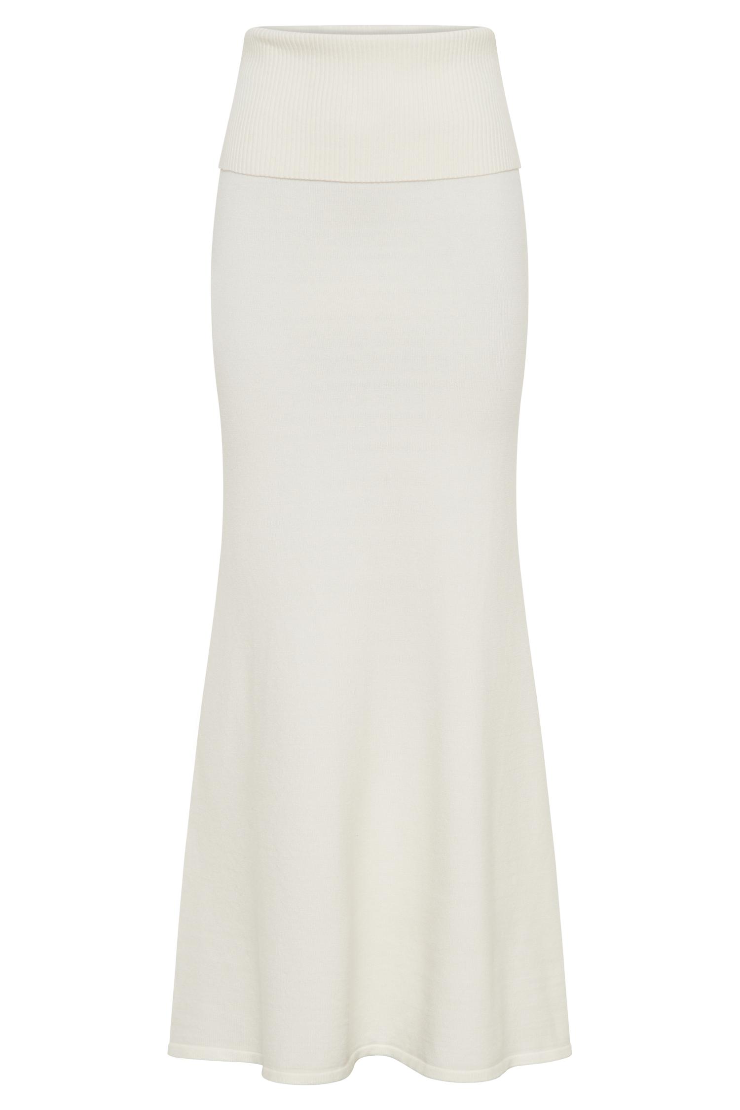 Karlie Knit Maxi Skirt With Ribbed Waist - Ivory Product Image