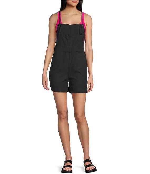 C&V Chelsea & Violet Square Neck Sleeveless Washed Twill Shortall Product Image