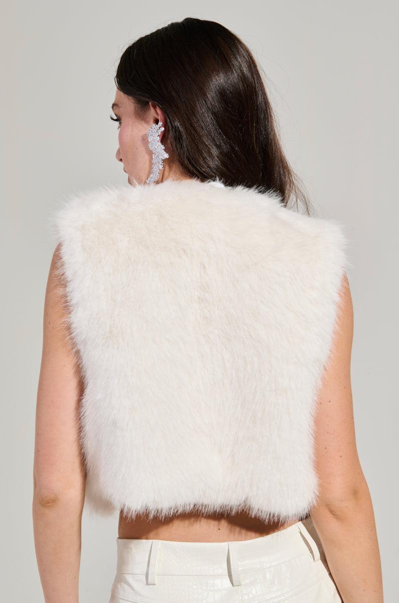 LIGHTS OUT FAUX FUR VEST IN WHITE Product Image