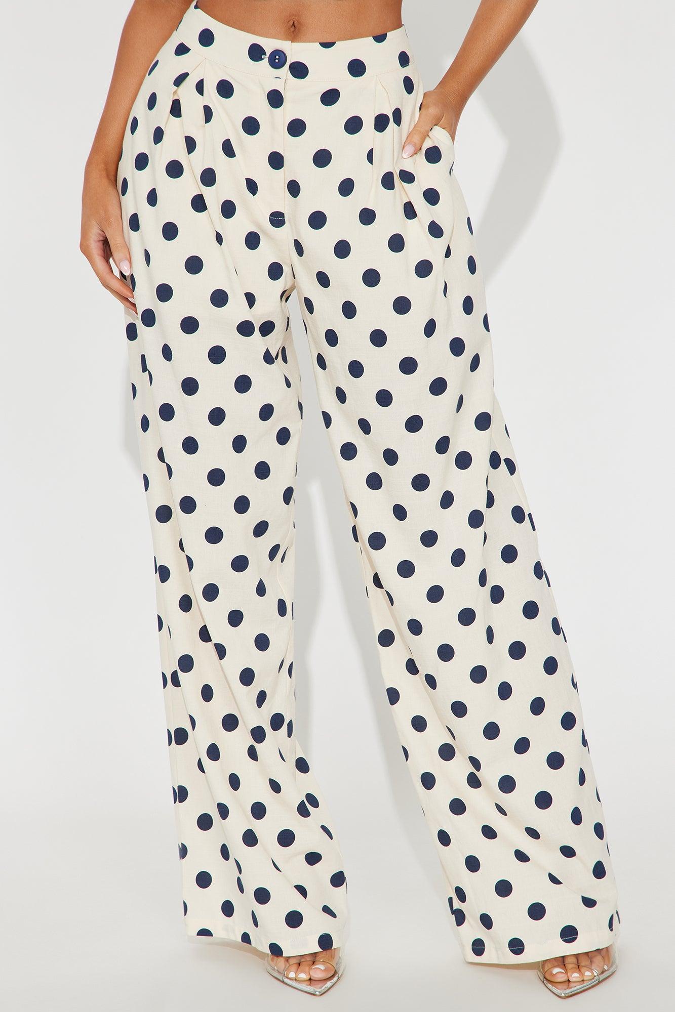 Keep It Casual Polka Dot Wide Leg Pant - Cream/combo Female Product Image
