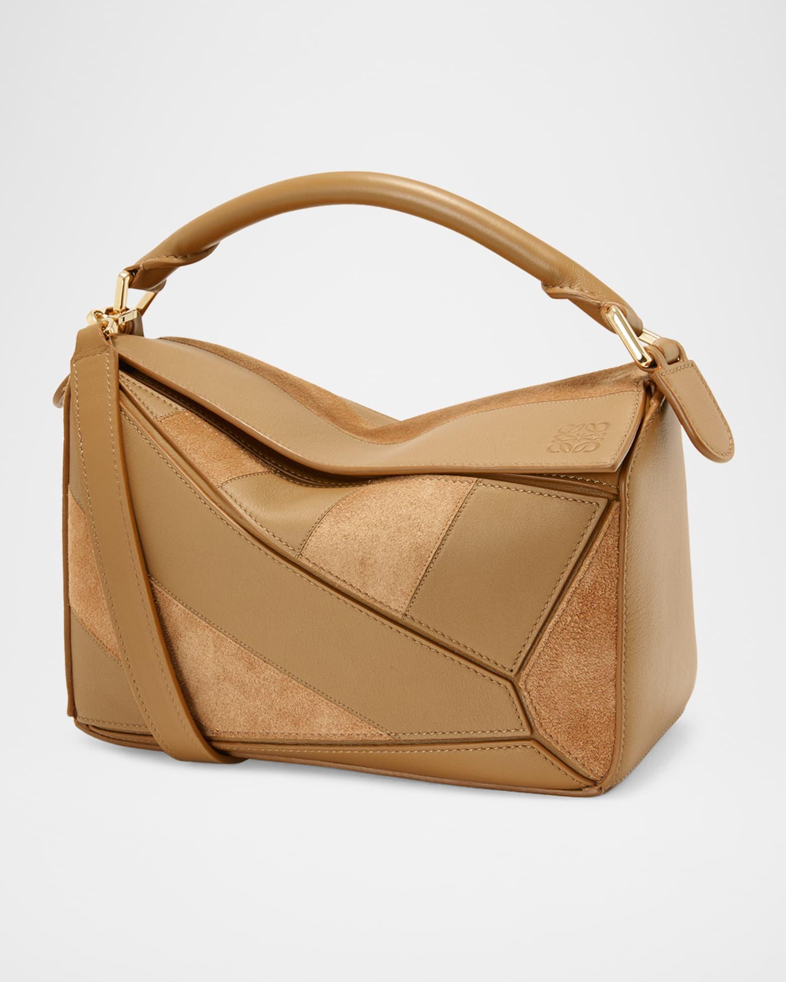 Puzzle Small Striped Top-Handle Bag in Leather & Suede Product Image