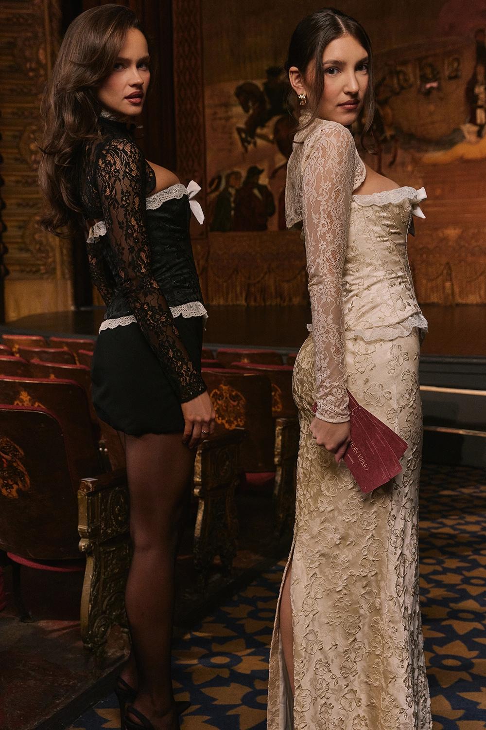 Mara  ivory metallic jacquard maxi skirt Product Image