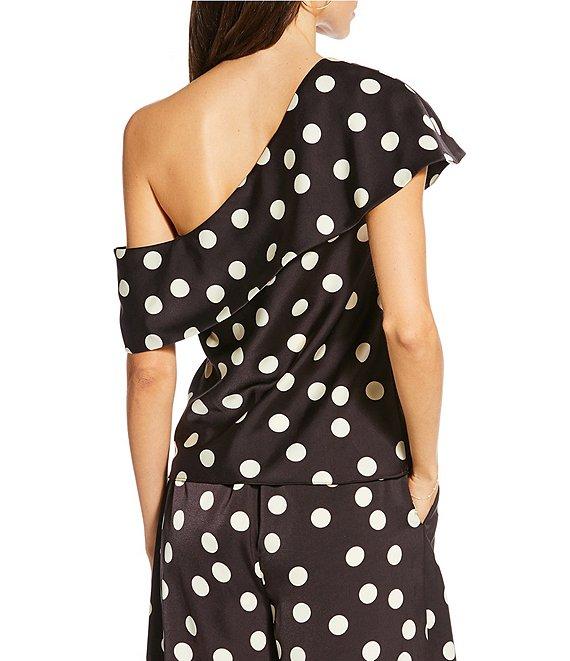 Gianni Bini x Sydney Silverman The Rudman Satin Polka Dot Print One Shoulder Coordinating Top Product Image