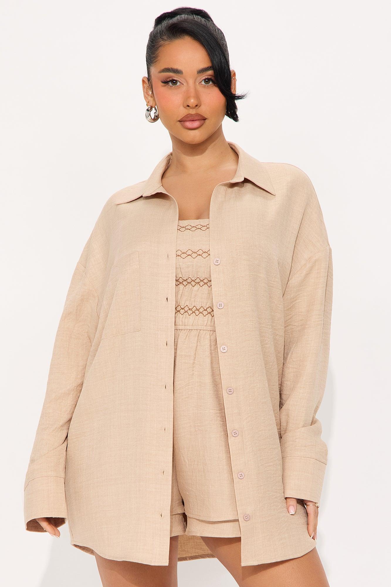 Fine Time Romper Set - Taupe Product Image