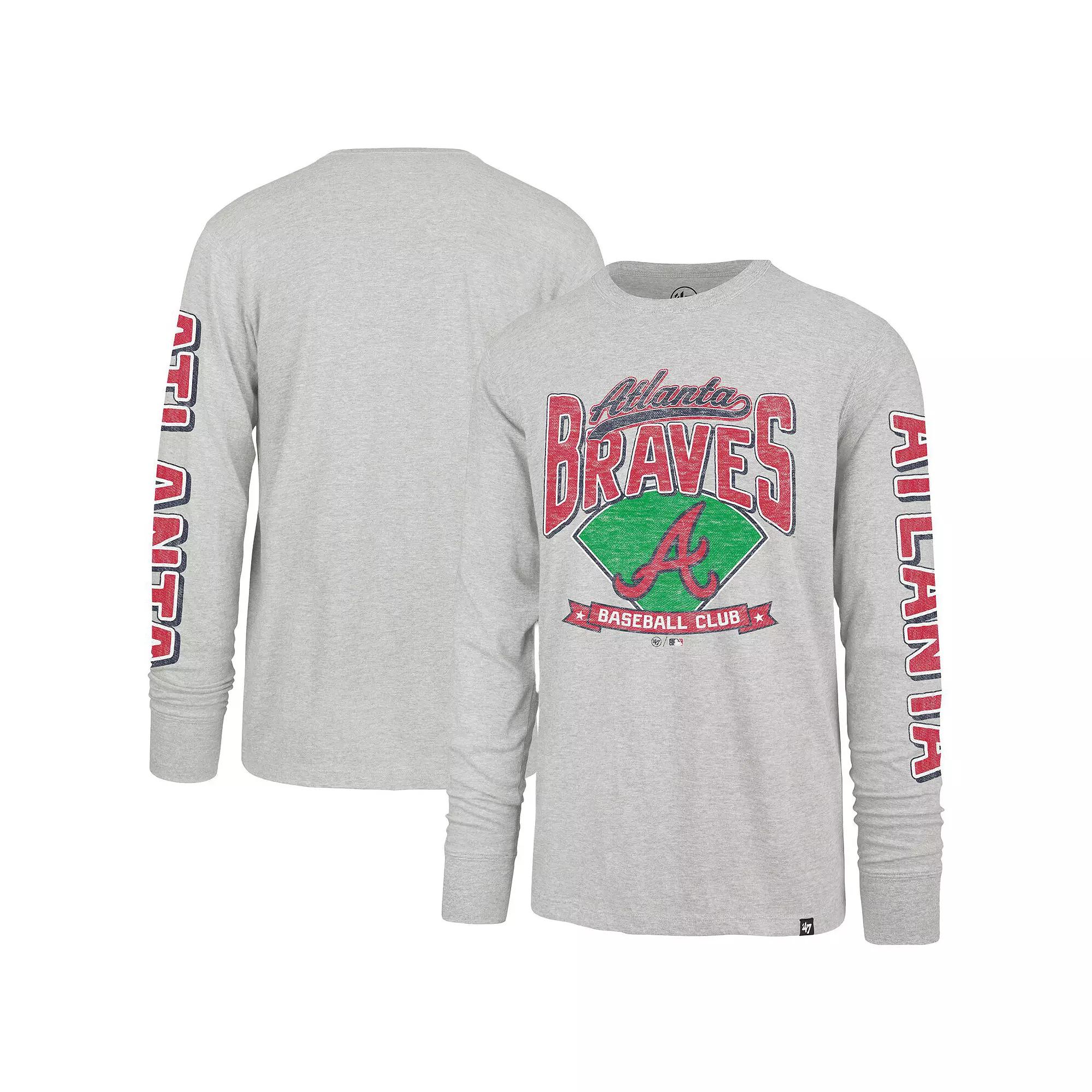 Men's '47 Gray Atlanta Braves Fair Ball Franklin Long Sleeve T-Shirt,  Product Image