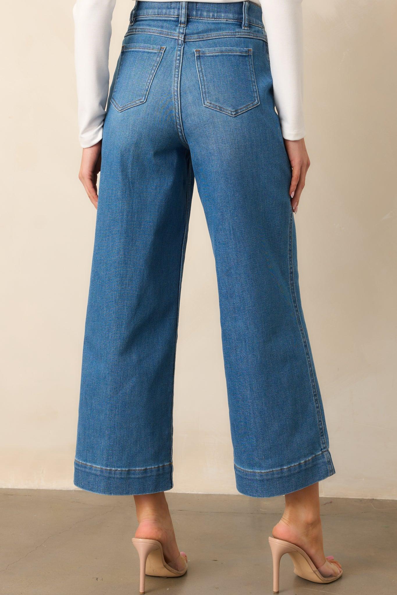 SPANX® Medium Wash Pull-On Cropped Wide Leg Jeans Product Image