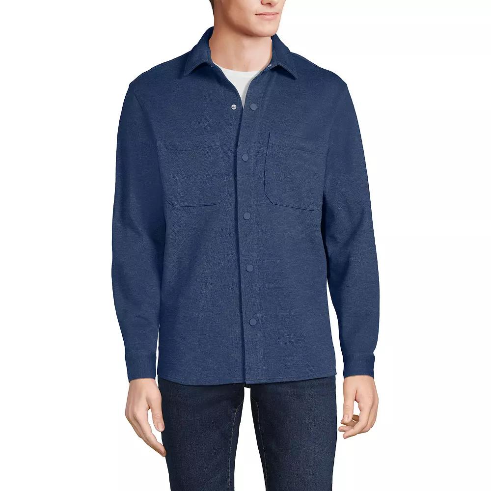 Men's Lands' End Long Sleeve Knit Overshirt, Size: XXL, Blue Birdseye Product Image
