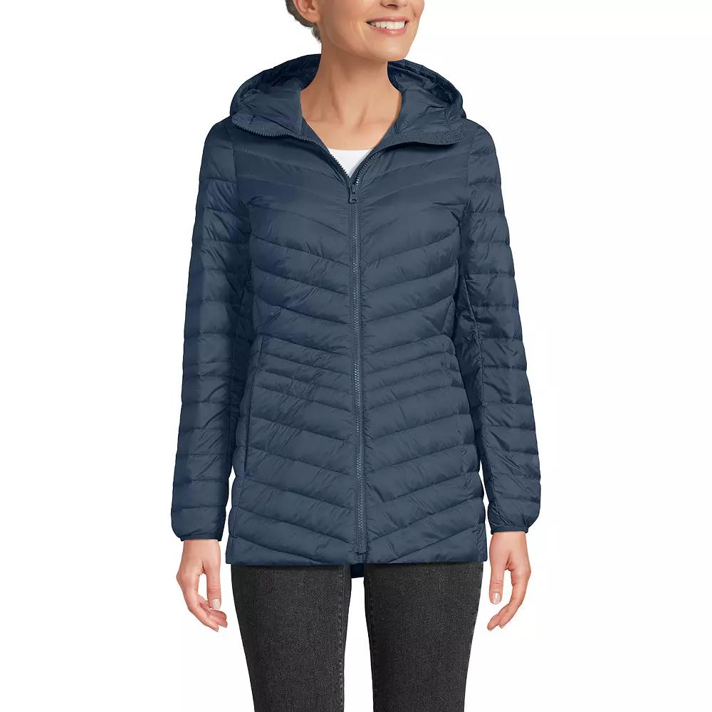 Petite Lands' End Wanderweight Ultralight Hooded Packable Down Jacket, Women's,  Product Image