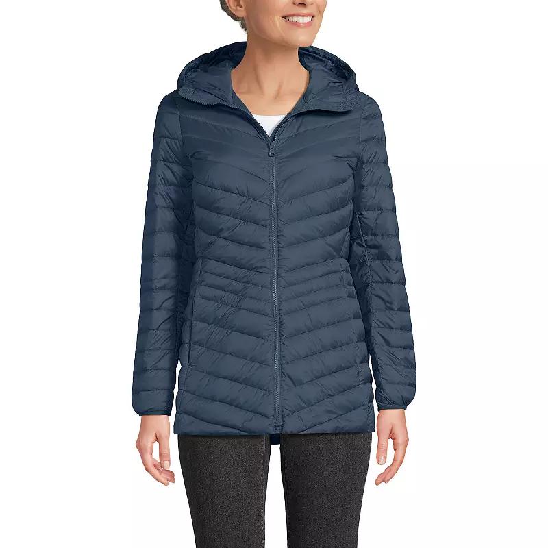 Petite Lands' End Wanderweight Ultralight Hooded Packable Down Jacket, Women's,  Product Image