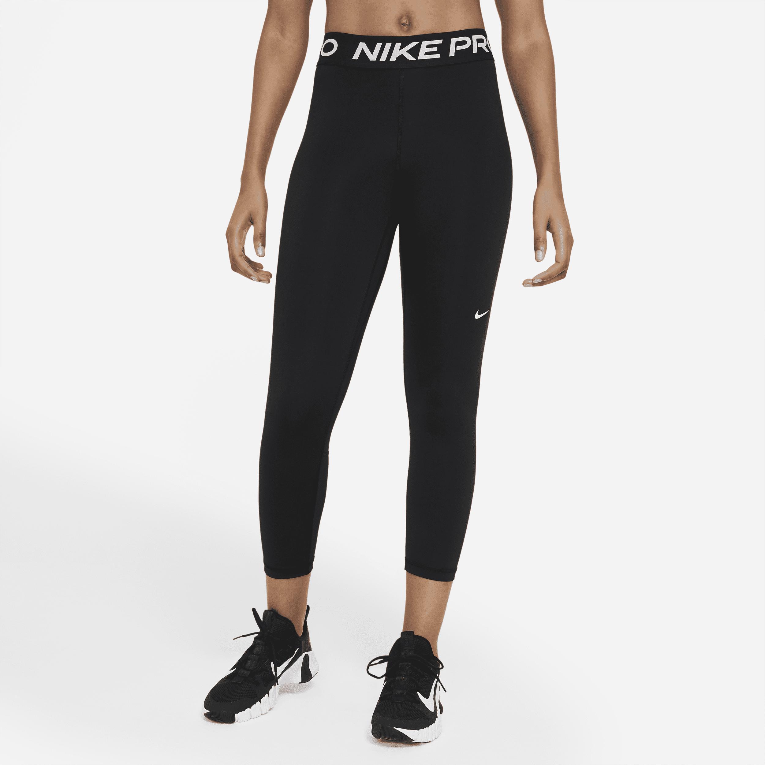 Womens Nike Pro Mid-Rise Crop Mesh-Panel Leggings (Plus Size) | DC5393-013 Product Image