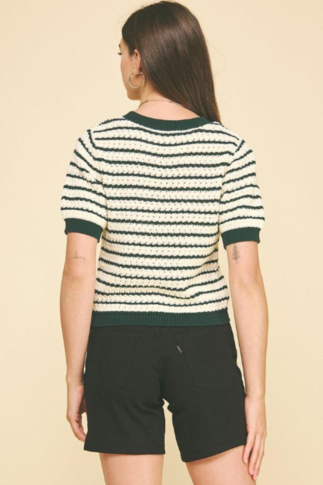 Kelly Stripe Knit Short Sleeve Sweater Product Image