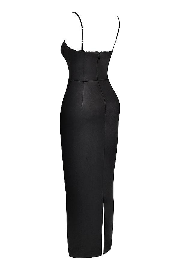 Stefania  black corset maxi dress Product Image