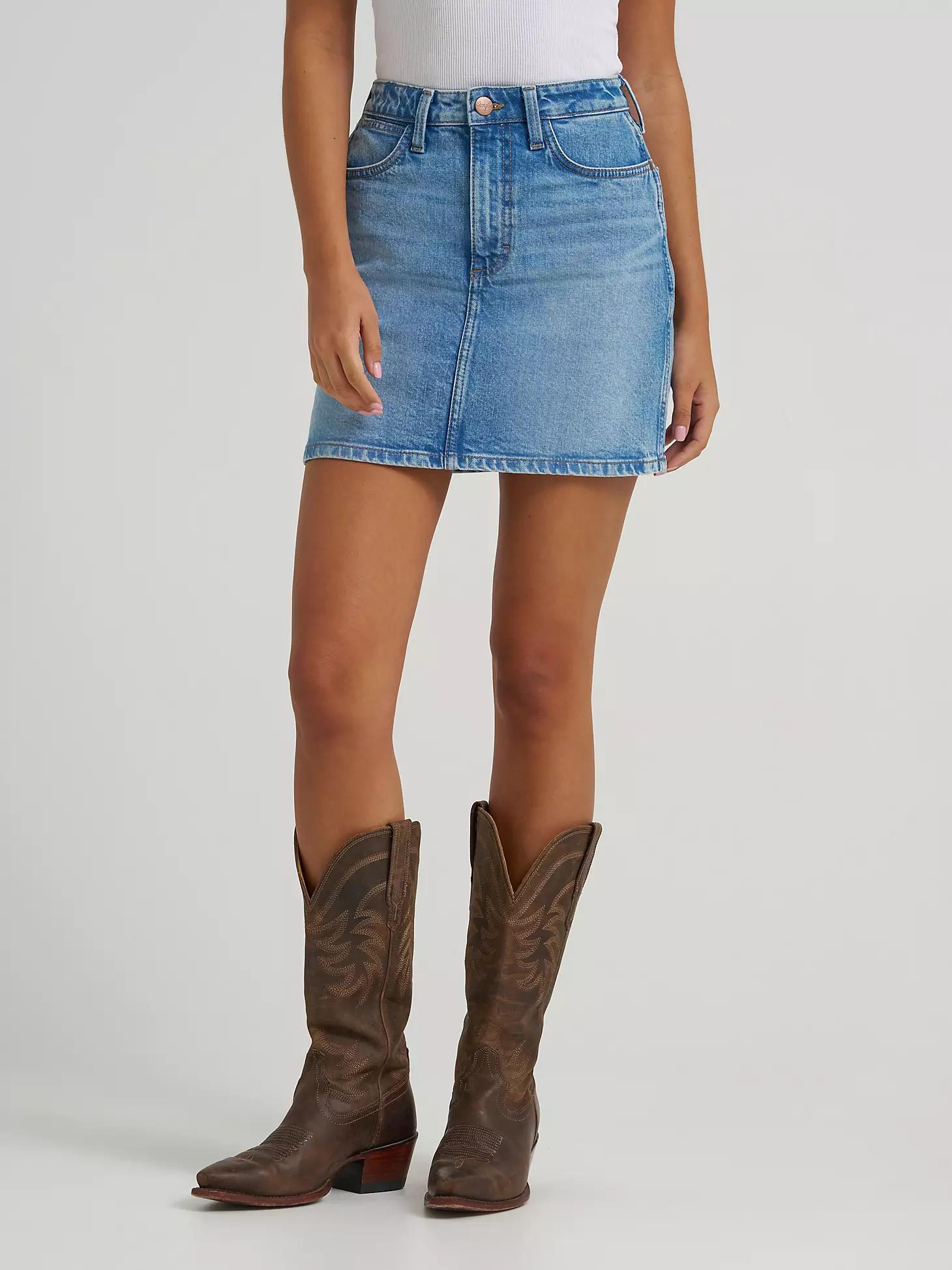 Women's Wrangler Retro® Bailey Denim Skirt | Women's SHORTS & SKIRTS | Wrangler® Product Image
