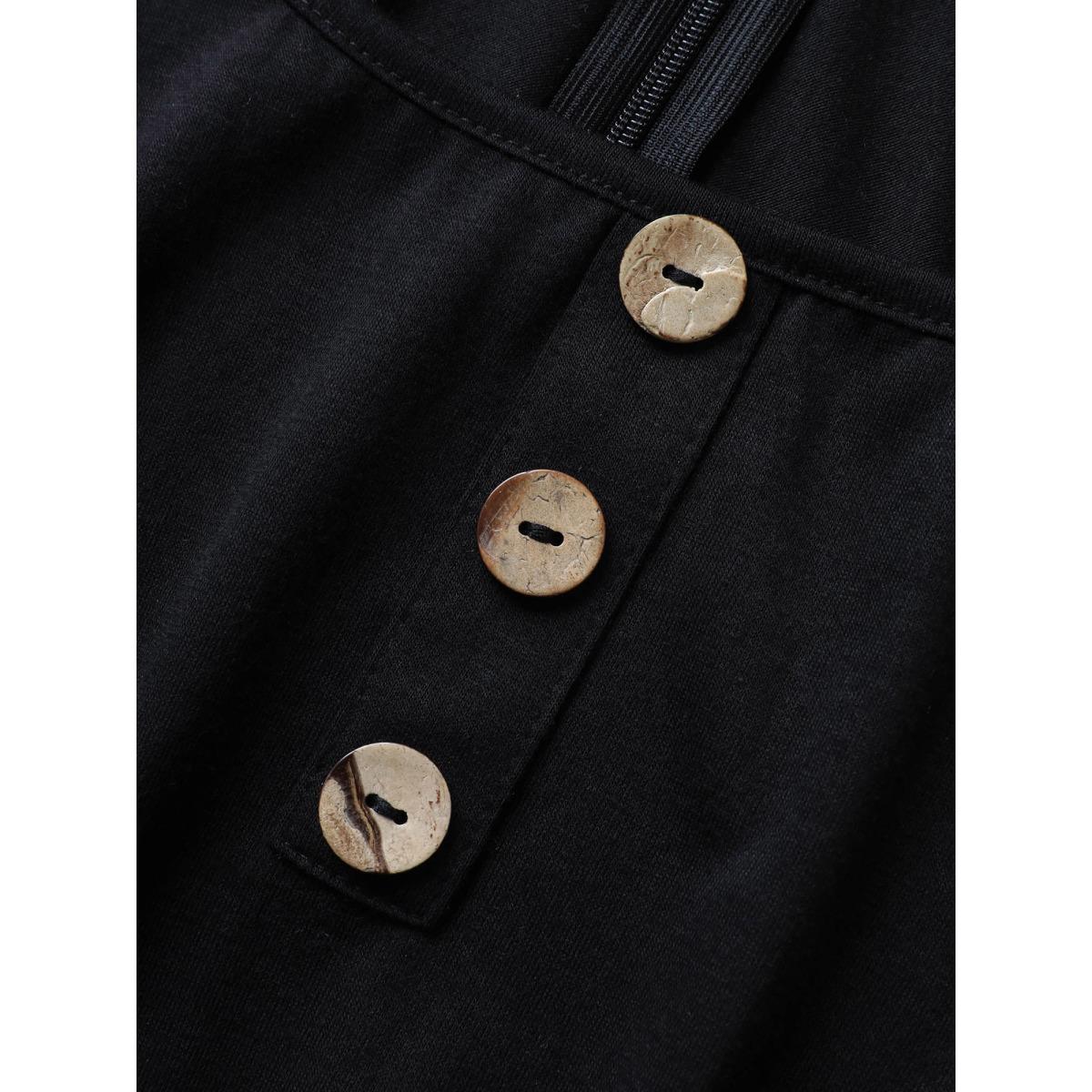 Plus Size Black Supersoft Essentials Plain Button Detail Belted Jumpsuit Women Leisure Sleeveless Non Casual Loose Jumpsuits BloomChic 10/M Product Image