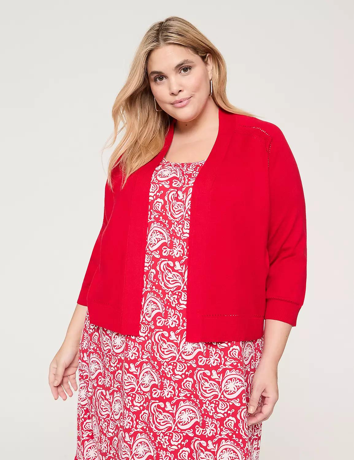 3/4-Sleeve Open-Front Shrug Product Image