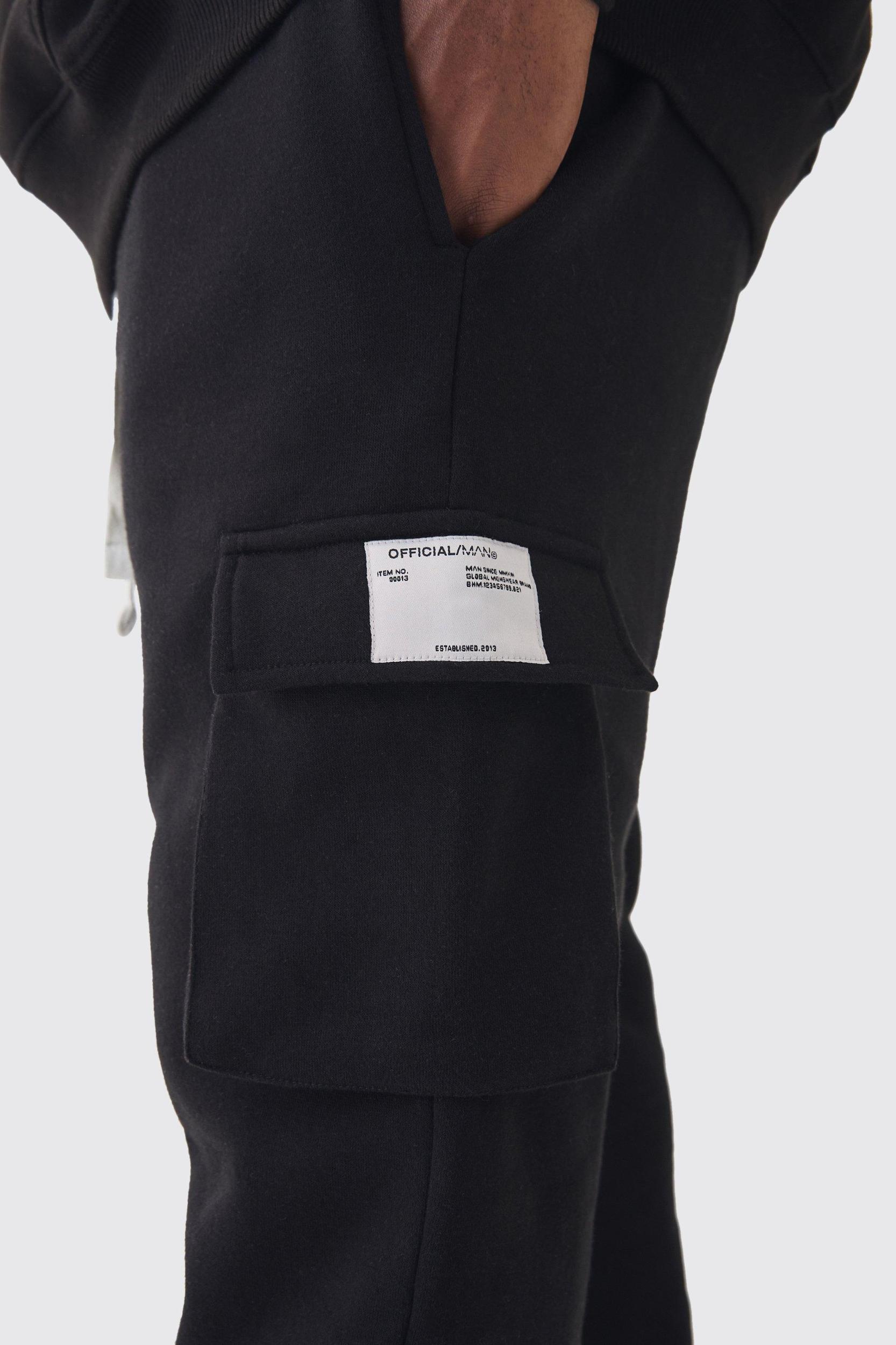 Plus Skinny Fit Extreme Stacked Woven Tab Cargo Sweatpants | boohooMAN USA Product Image