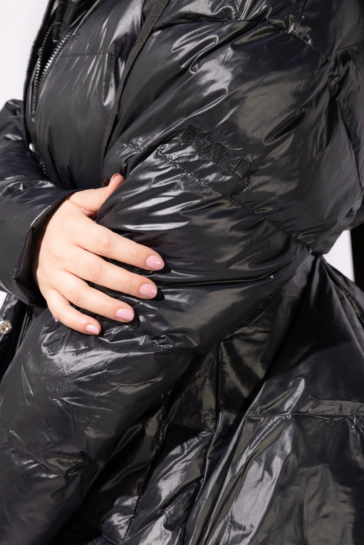 Pearl Peplum Puffer Jacket - Black Product Image