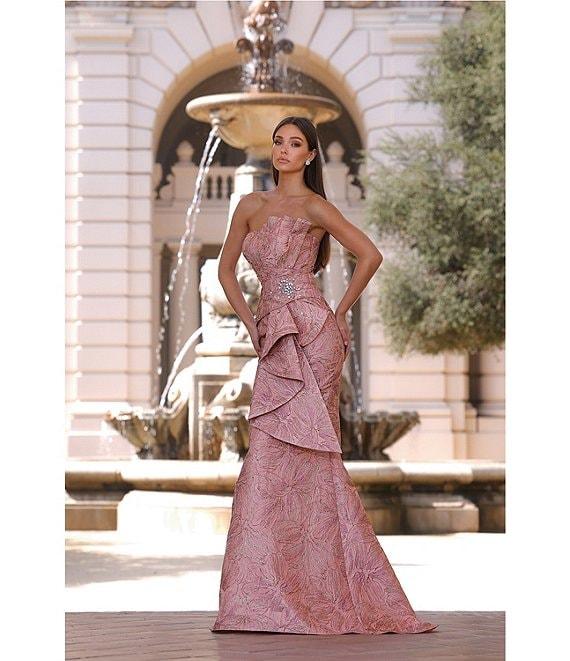 Terani Couture Strapless Metallic Jacquard Gown Product Image
