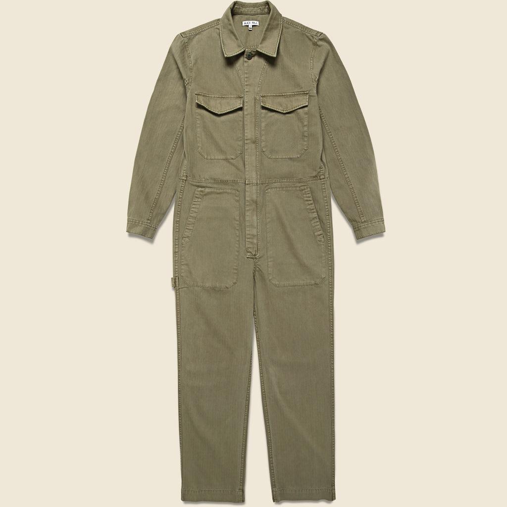 Herringbone Jumpsuit - Olive Product Image