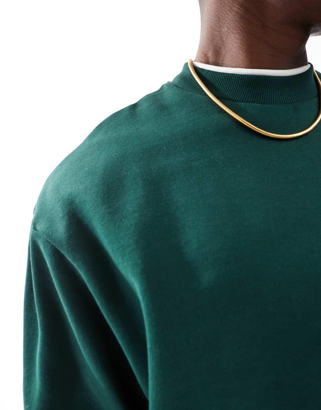 ASOS DESIGN essential boxy oversized sweatshirt in dark green Product Image