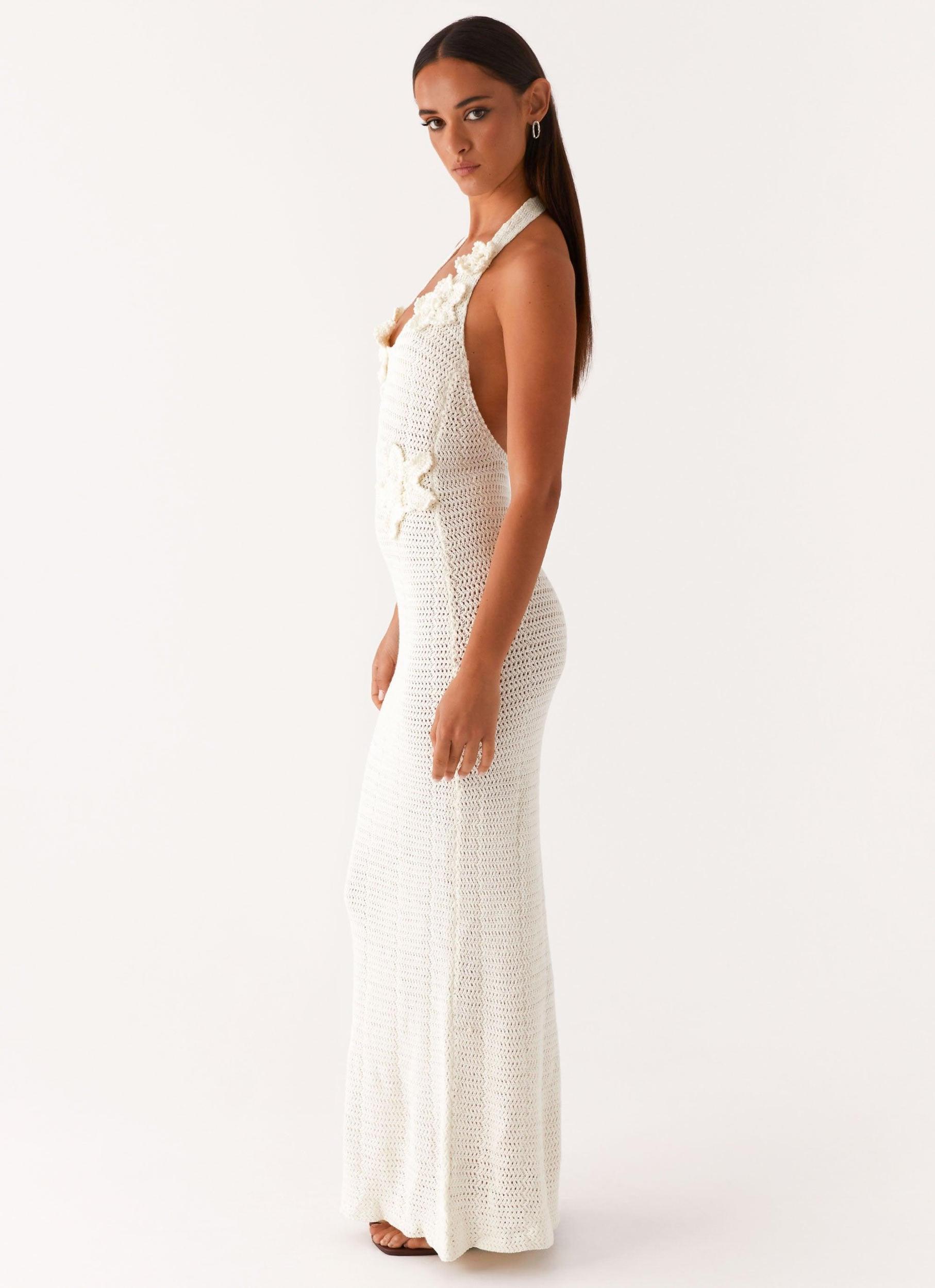 Novalee Flower Crochet Maxi Dress - Ivory Product Image