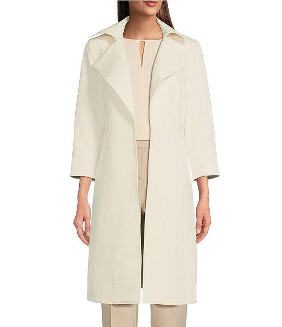 Anne Klein Suit Stretch Wide Collar 3/4 Sleeve Open Front Topper Coat Product Image