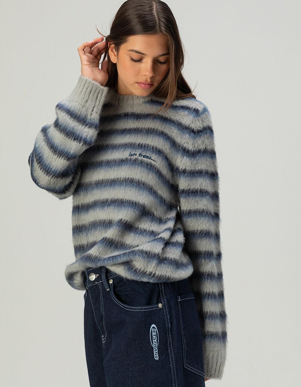 IETS FRANS Fluffy Stripe Womens Sweater - GRAY COMBO Product Image