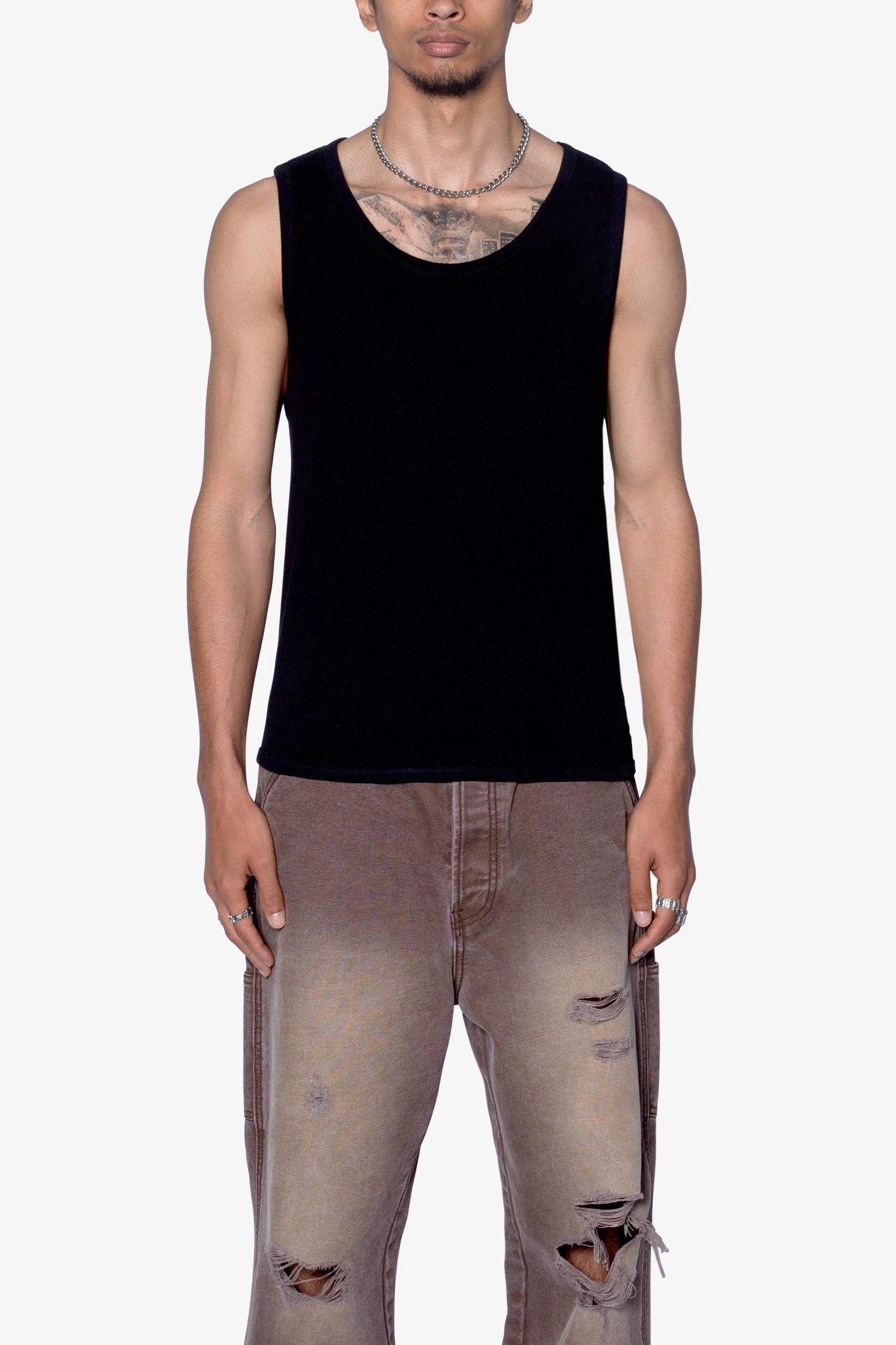 Waffle Knit Tank - Black Product Image