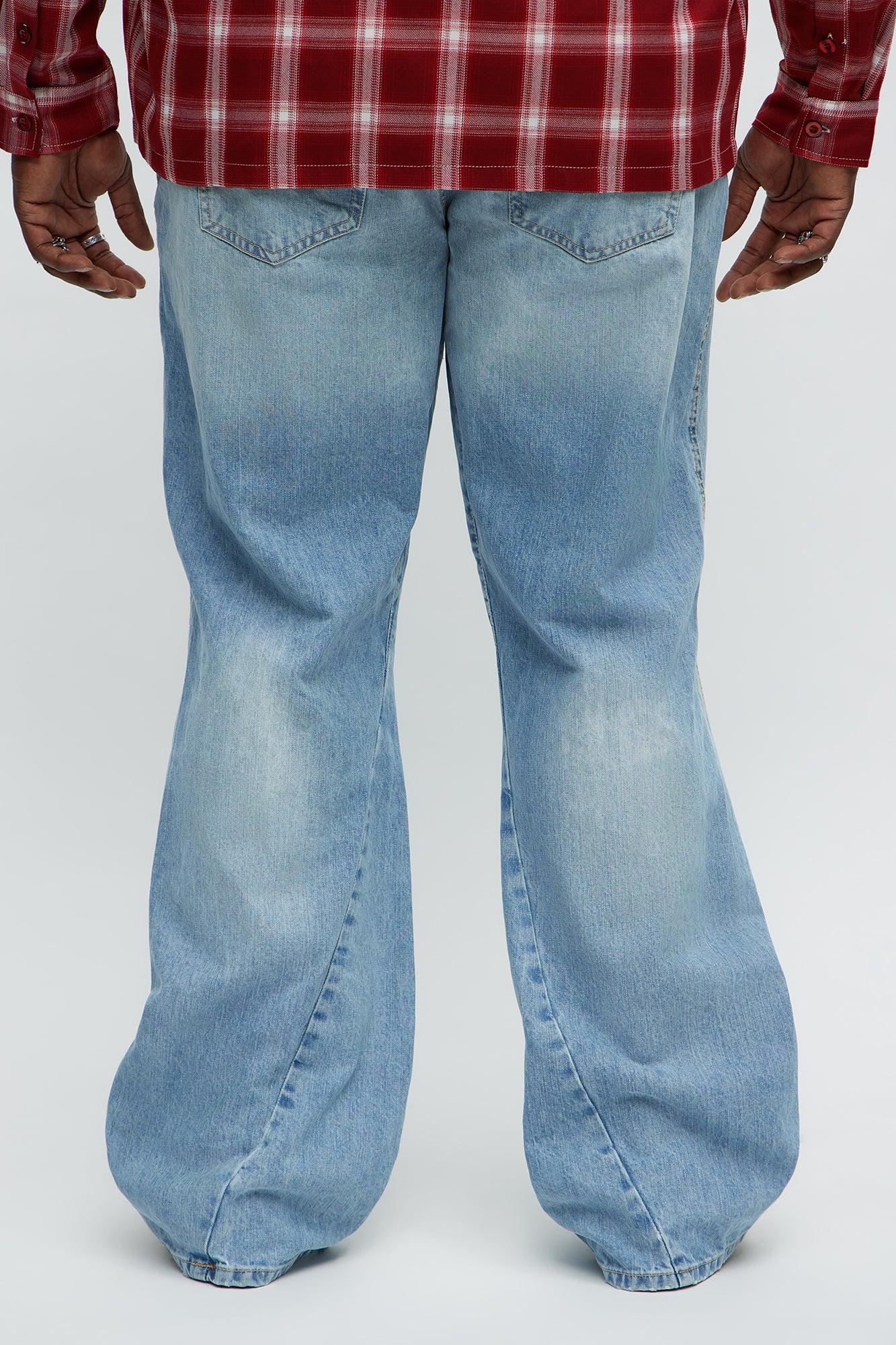 Stacked Slim Flare On Levels Distressed Jeans - Light Blue Wash Male Product Image