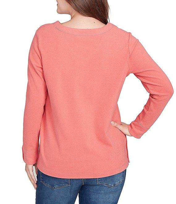 Ruby Rd. Luxe Rib Knit V-Neck Long Sleeve Popover Top Product Image