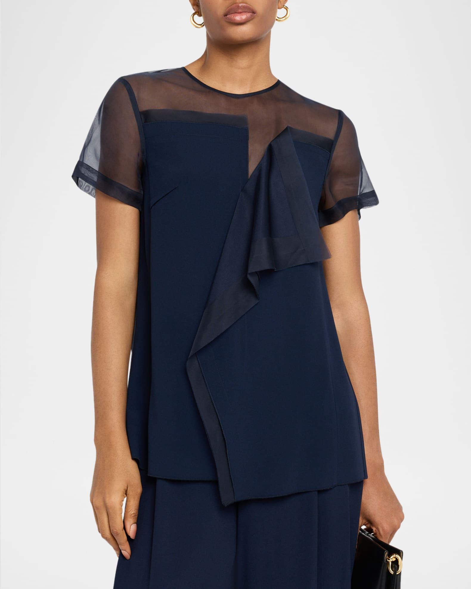 Asymmetrical Drape Crepe Back Satin Top Product Image