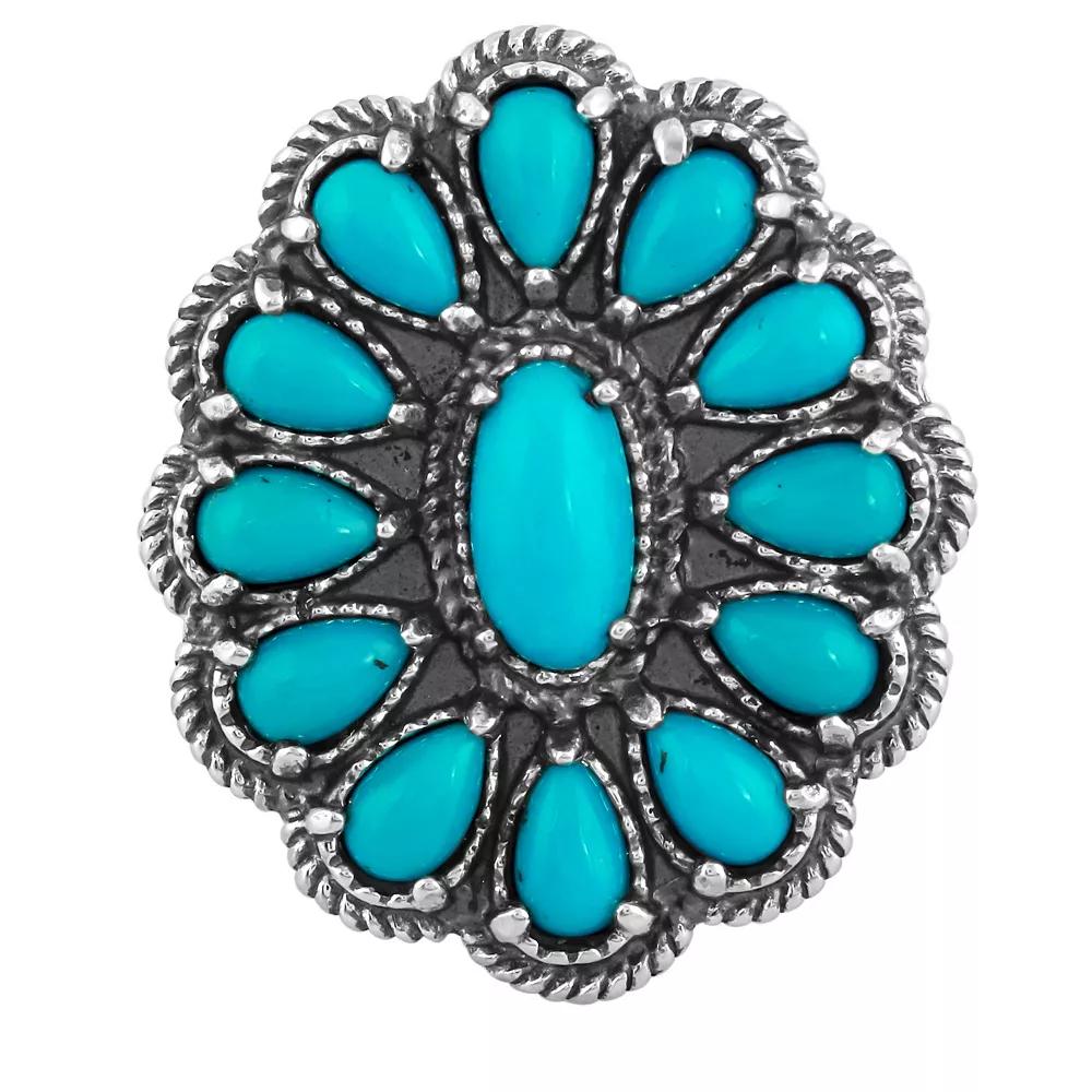 Southwest Spirit® Sterling Silver and Turquoise Blossom Ring, Women's, Size: 8 Product Image