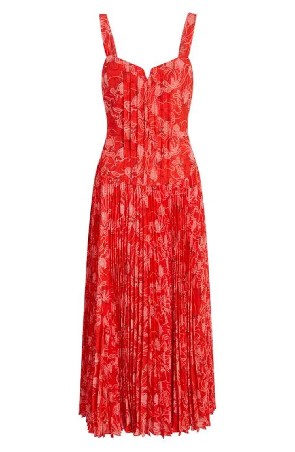 CINQ À SEPT Botanical Floral Print Sleeveless Maxi Dress In Orange Product Image
