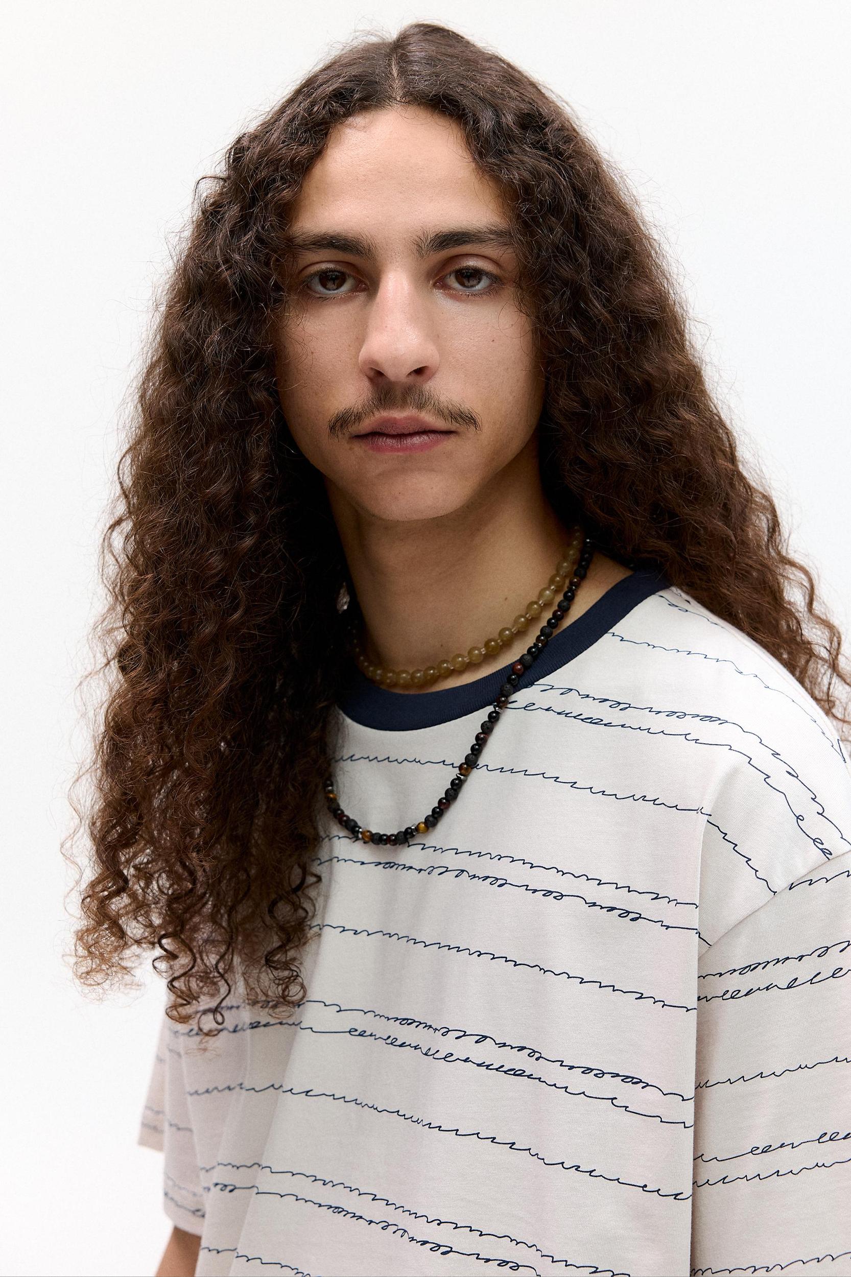 Striped T-shirt with contrast collar Product Image