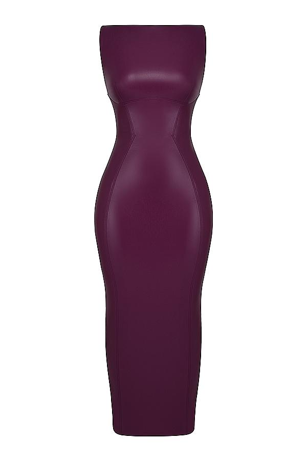 Sahara  merlot vegan leather maxi dress Product Image