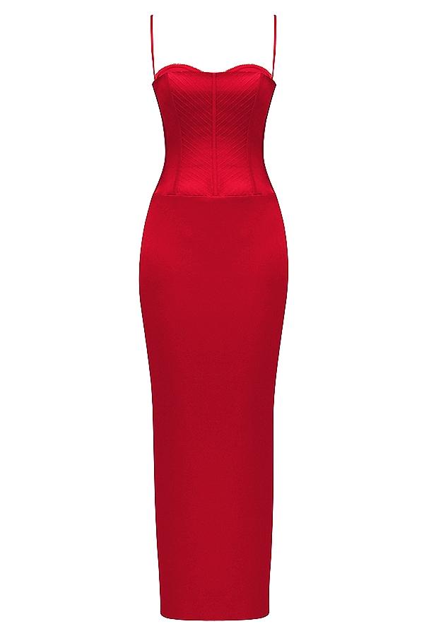 Shani  red satin corset maxi dress Product Image