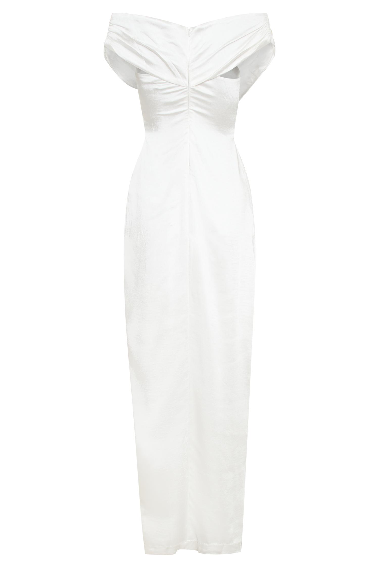 Harley Off Shoulder Satin Maxi Dress - Ivory Product Image