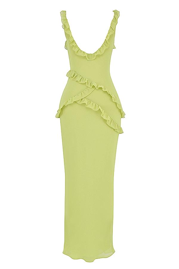 Pixie  lime ruffle maxi dress Product Image