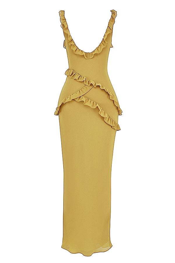 Pixie  olive ruffle maxi dress Product Image