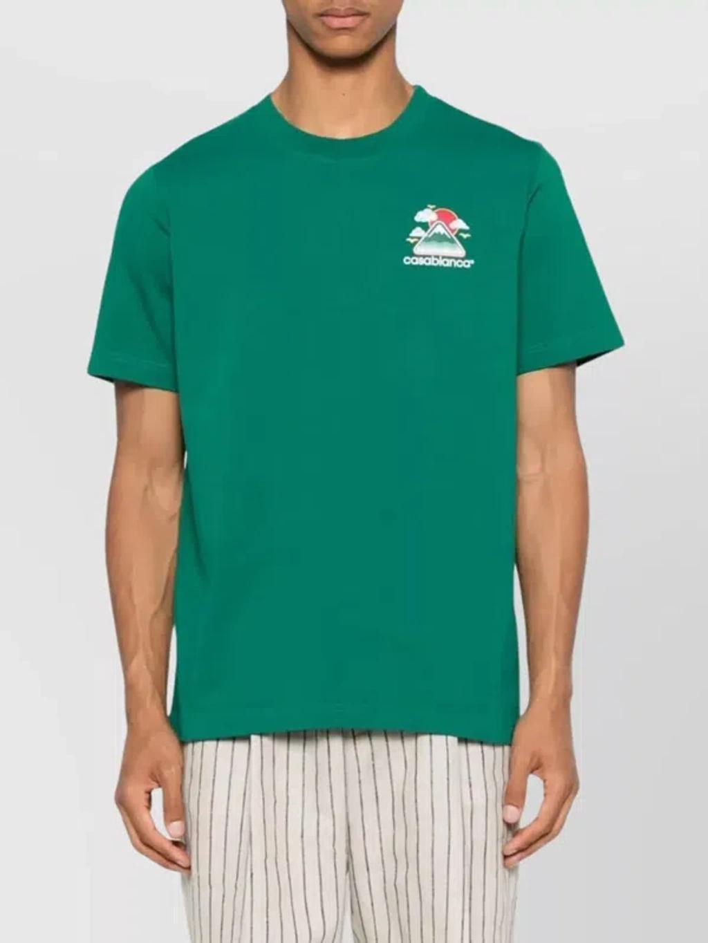 CASABLANCA Mens Montagne Ondulee Brand-print Cotton-jersey T-shirt In Green Product Image