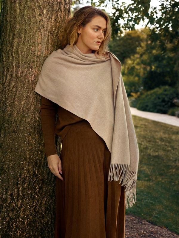 LILYSILK Women Silk Skirt Merino Wool Caramel 100% Ultra Fine Merino Wool Over-The-Knee Length M Product Image