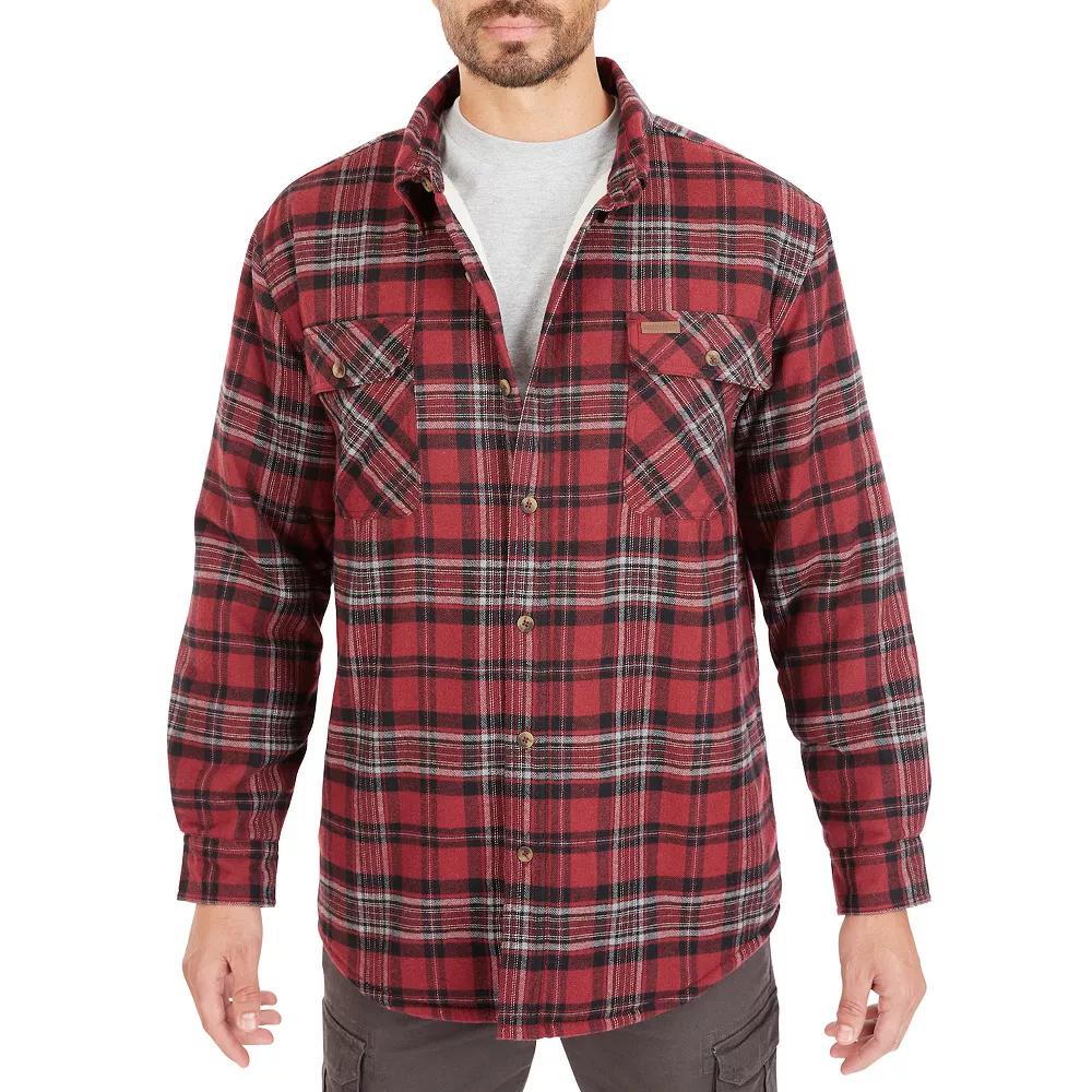 Big & Tall Smith's Workwear Sherpa-Lined Flannel Shirt Jacket, Men's, Size: 3XB, Red Product Image